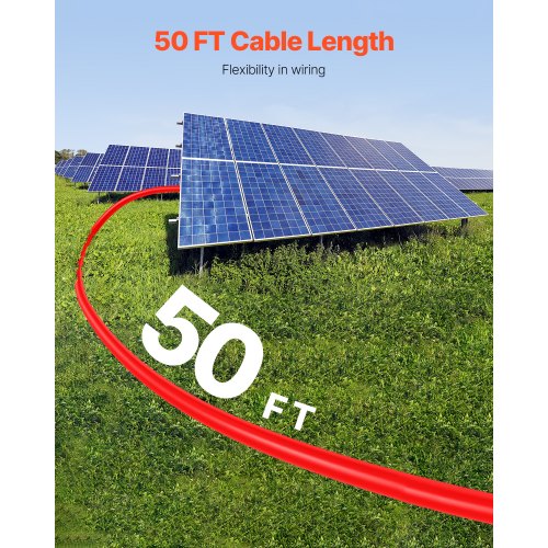 50FT Solar Panel Extension Cable 10AWG Solar Extension Cable Wire with Female