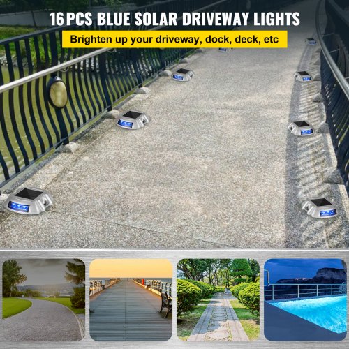 Driveway Lights 16Pack Solar Driveway Lights with Switch Button Solar