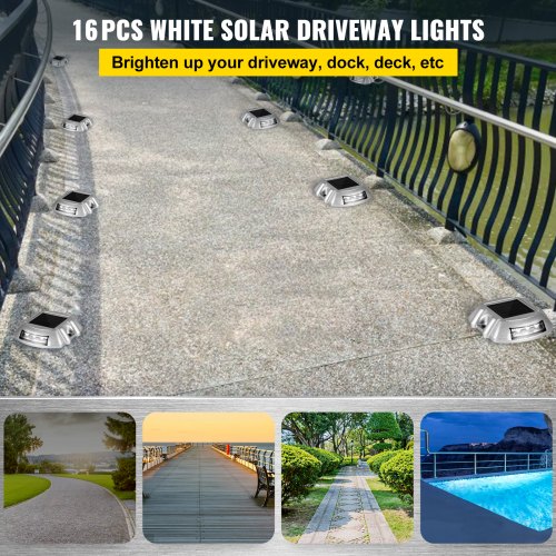 Driveway Lights 16Pack Solar Driveway Lights Bright White with Screw Solar