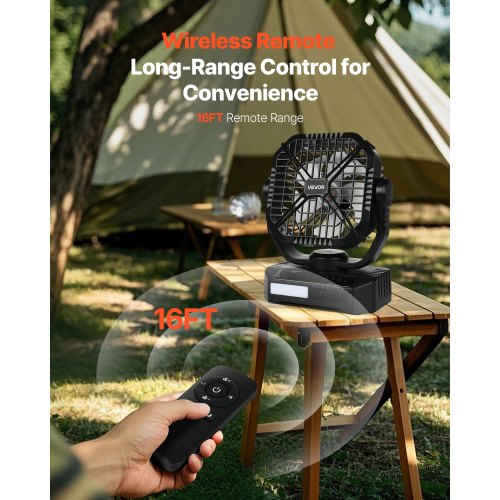 10400mAh Solar fan Camping Fan with Solar Panel LED Lantern 7W 8 Inch