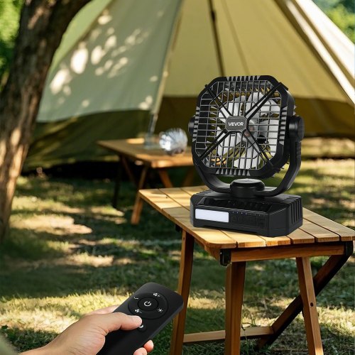 10400mAh Solar fan Camping Fan with Solar Panel LED Lantern 7W 8 Inch