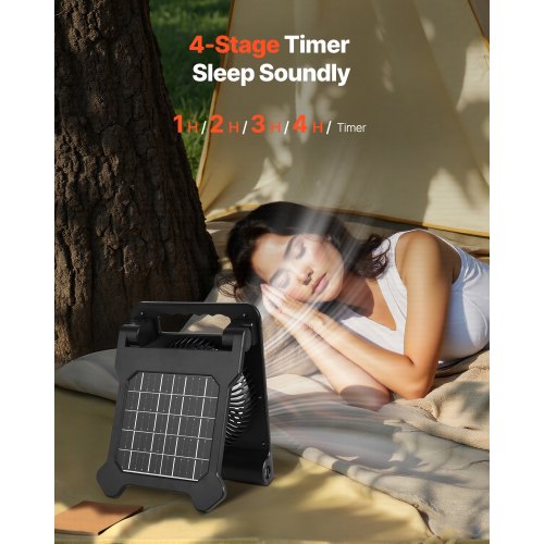 10000mAh Rechargeable Solar Fan with LED Lantern 7 inch Portable Fan