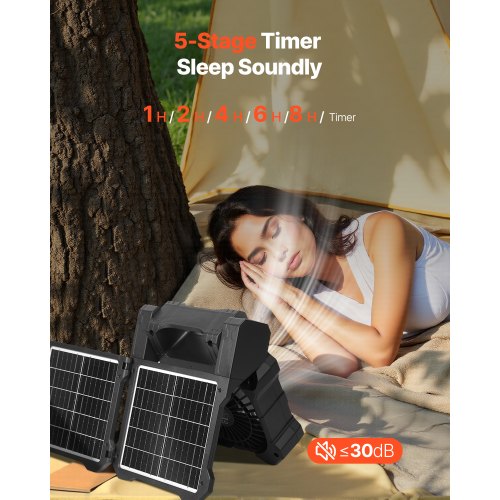20000mAh Rechargeable Solar Fan with LED Lantern 8 inch Portable Fan