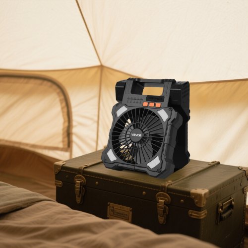 20000mAh Rechargeable Solar Fan with LED Lantern 8 inch Portable Fan