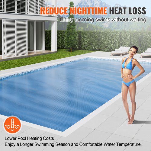 Solar Pool Cover 36 x 18 ft Rectangle Solar Blanket for Pools Inground