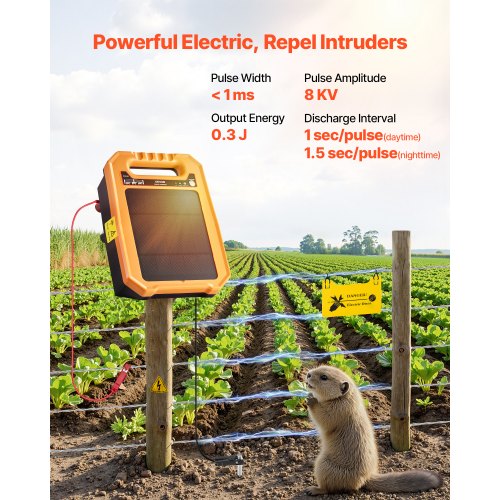 Solar Fence Charger3J 8 kV Solar Powered Fence Charger 186 Miles