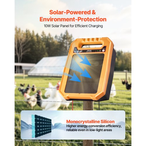 Solar Fence Charger3J 8 kV Solar Powered Fence Charger 186 Miles