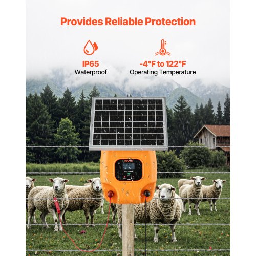 Solar Fence Charger6J 8kV Solar Powered Fence Charger 186 Miles Range