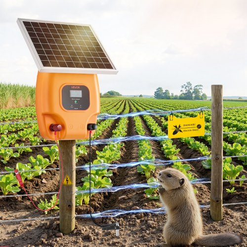 Solar Fence Charger 1J 10kV Solar Powered Fence Charger 186 Miles Range