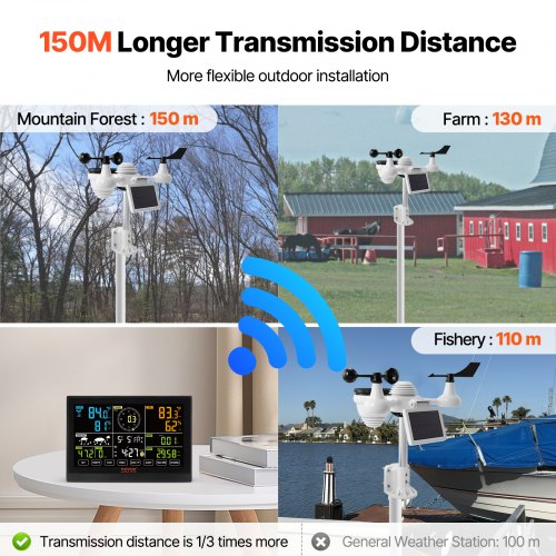 7in1 WiFi Weather Station 75 in Color Display Home Weather Station