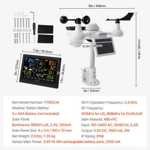 7in1 WiFi Weather Station 75 in Color Display Home Weather Station