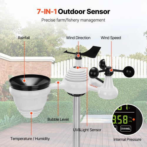 7in1 Wireless Weather Station 75 in Color Display Digital Weather