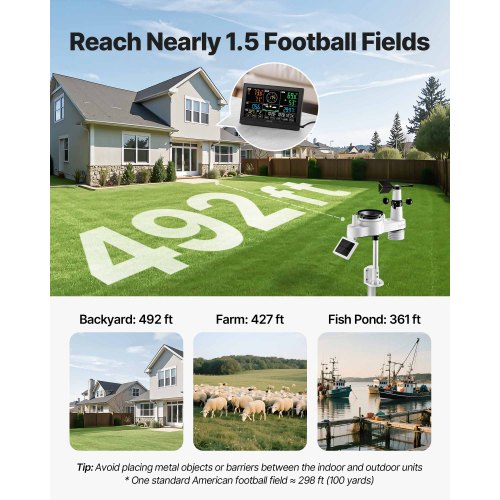 7in1 WiFi Weather Station with APP 7.5Inch VA Display Wireless Solar