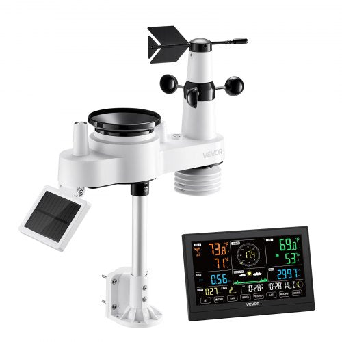 7in1 WiFi Weather Station with APP 7.5Inch VA Display Wireless Solar