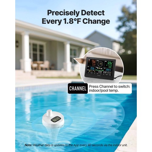 7in1 WiFi Weather Station with APP 75 in Display Wireless Solar