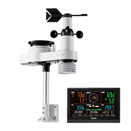 5in1 Wireless Weather Station 7.5Inch VA Display Solar Powered Outdoor