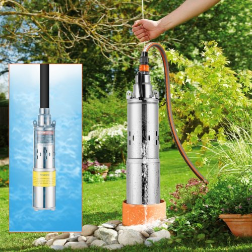 Solar Water Pump 48V DC 369W Submersible Deep Well Pump Max Flow 84 GPM