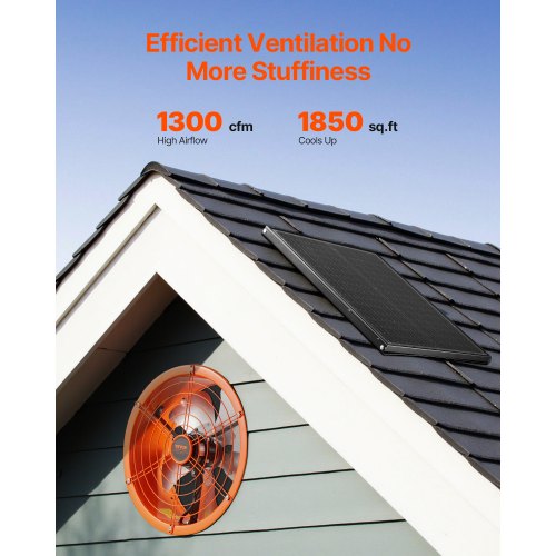Gable Mount Fan 14 Inch Solar Power Attic Exhaust Fan with Adjustable