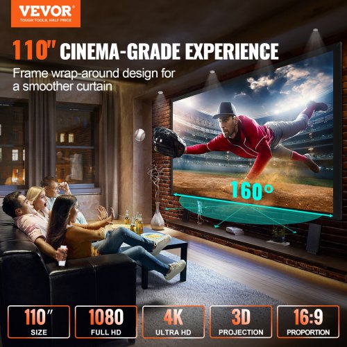 Big 110 Diagonal 169 HD Projector Screen Home Theater Outdoor Use  34L