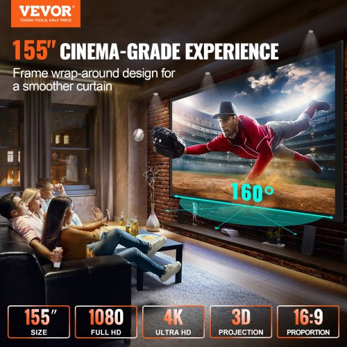 Big 155 Diagonal 169 HD Projector Screen Home Theater Outdoor Use – 2L