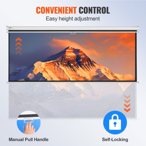 Manual Projector Screen 100 inch 169 4K 1080 HD Retractable Pull Down Projector