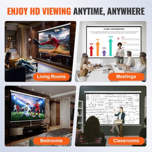 Manual Projector Screen 100 inch 169 4K 1080 HD Retractable Pull Down Projector