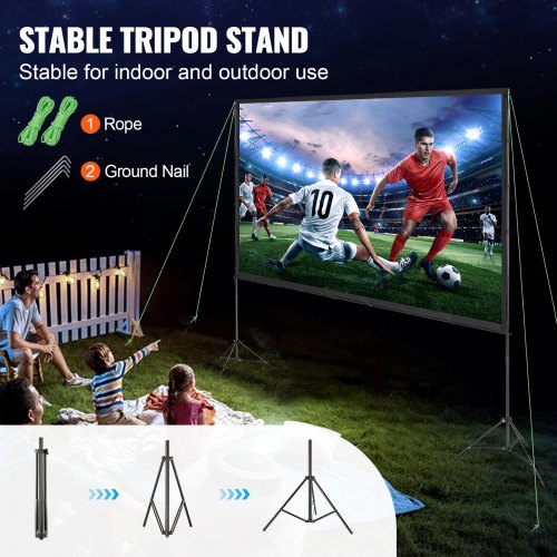 Projector Screen with Stand 120 inch 169 4K 1080 HD Outdoor Movie Screen