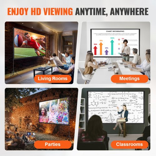 Projector Screen with Stand 120 inch 169 4K 1080 HD Outdoor Movie Screen