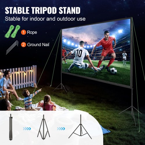 Projector Screen with Stand 150 inch 169 4K 1080 HD Outdoor Movie Screen
