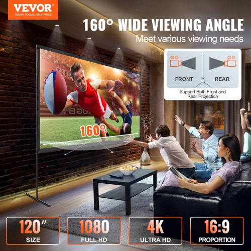 Projector Screen with Stand 120 inch 169 4K 1080 HD Outdoor Movie Screen