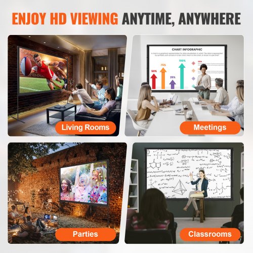 Projector Screen with Stand 100 inch 169 4K 1080 HD Outdoor Movie Screen