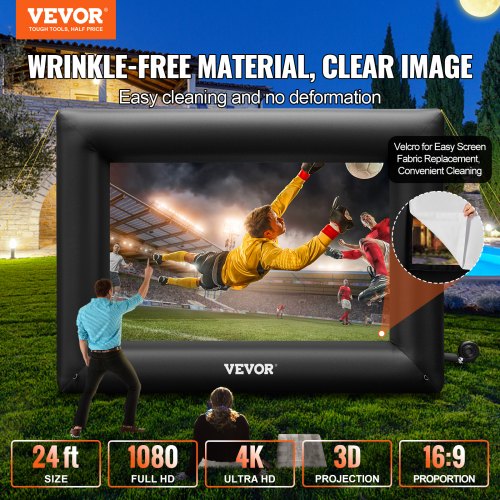Inflatable Movie Screen 24FT Inflatable Projector Screen for outside with 360W