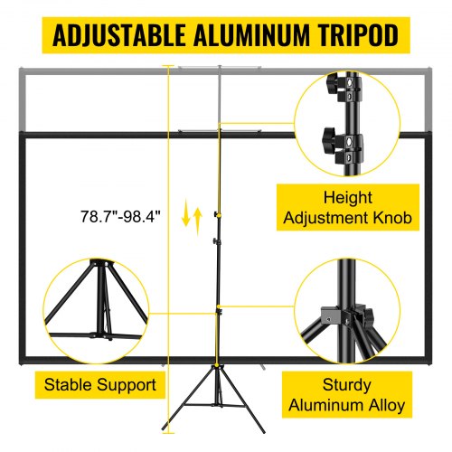 Tripod Projector Screen with Stand 100inch 169 4K HD Projection Screen