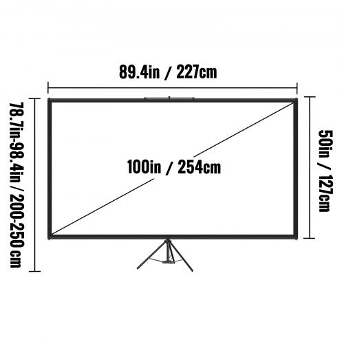 Tripod Projector Screen with Stand 100inch 169 4K HD Projection Screen