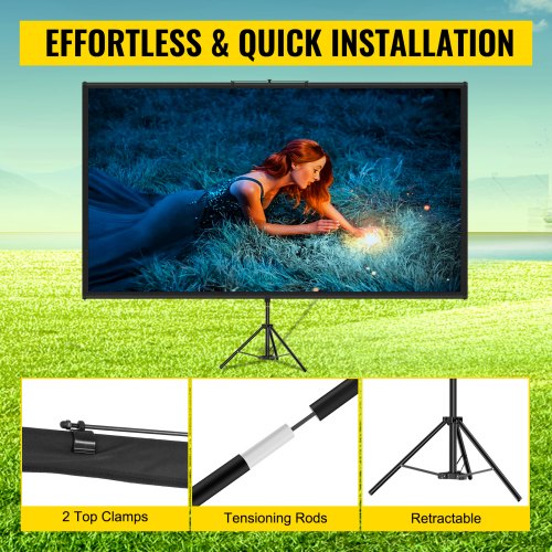 Tripod Projector Screen with Stand 70 inch 169 4K HD Projection Screen
