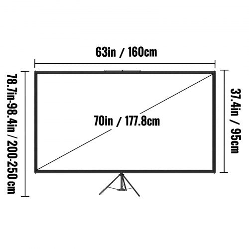 Tripod Projector Screen with Stand 70 inch 169 4K HD Projection Screen