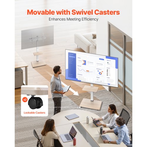 Rolling TV Stand Mobile TV Cart for 3270 Inch Screens 25° LeftRight