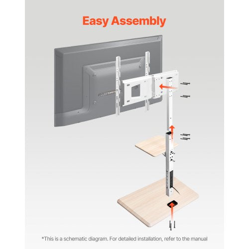 Rolling TV Stand Mobile TV Cart for 3270 Inch Screens 25° LeftRight