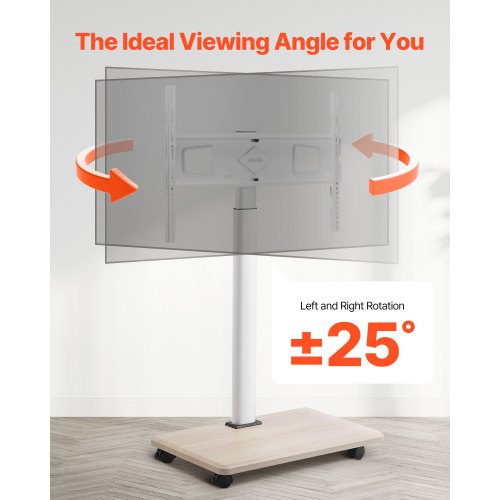 Rolling TV Stand Mobile TV Cart for 3270 Inch Screens 25° LeftRight
