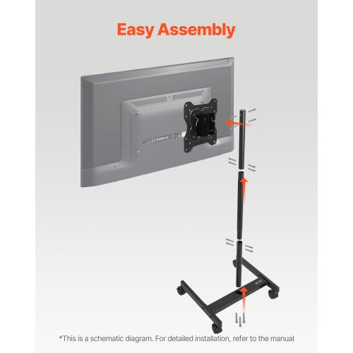 Rolling TV Stand Mobile TV Cart for 1755 Inch Screens Portrait to Landscape