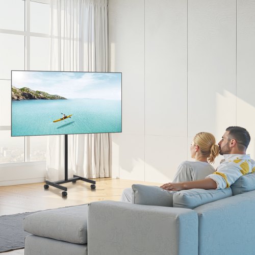 Rolling TV Stand Mobile TV Cart for 1755 Inch Screens Portrait to Landscape