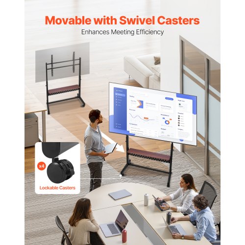 Rolling TV Stand Mobile TV Cart for 55100 Inch Screens Height Adjustable