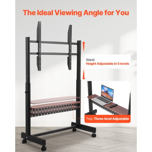Rolling TV Stand Mobile TV Cart for 55100 Inch Screens Height Adjustable