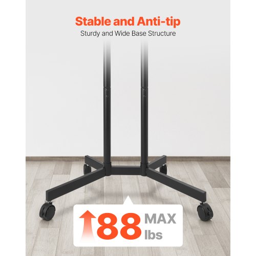 Rolling TV Stand Mobile TV Cart for 3265 Inch Screens Height Adjustable