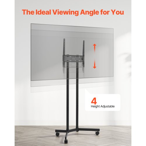Rolling TV Stand Mobile TV Cart for 3265 Inch Screens Height Adjustable