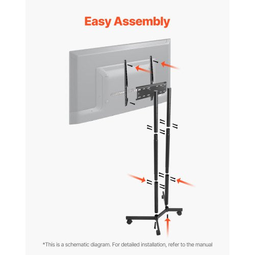 Rolling TV Stand Mobile TV Cart for 3265 Inch Screens Height Adjustable