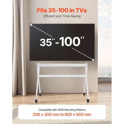Rolling TV Stand Mobile TV Cart for 35100 Inch LEDLCDOLED FlatCurved