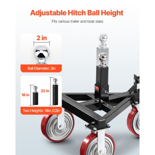 Trailer Dolly 3500lbs Tongue Weight Capacity 18 inch and 22 inch Height