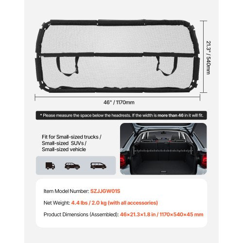 Dog Car Barrier 46 Wide Car Divider for Cargo Area Vehicle Pet Barrier