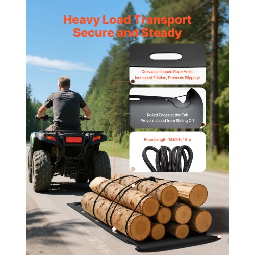 Yard Drag Sled 110 x 46 in 2000lbs Heavy Duty Utility Sled HDPE Drag